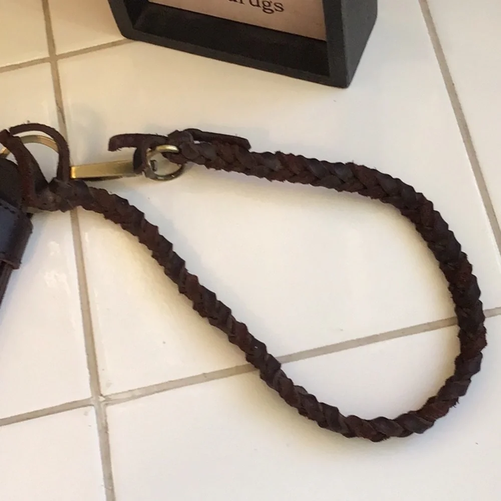 Vintage 80s Long Biker Leather Wallet/Braided Strap